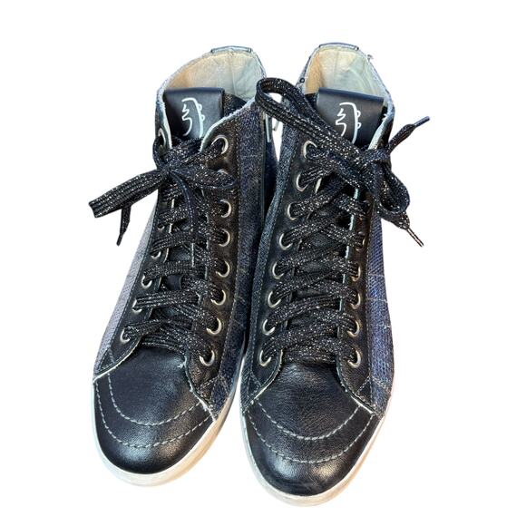 PRIMABASE Forma Women's High Top Silver Sequin Leather Sneakers Size 7.5 - Picture 6 of 12